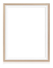 Empty light beige wooden picture frame