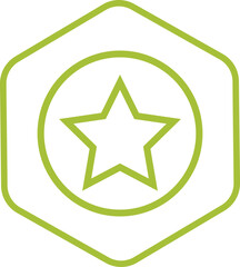 Green Star Badge Icon Vector in Hexagon Shape – Modern Outline Emblem Design