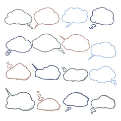 Abstract Outline of Cloud Speech Bubble Vectore set
