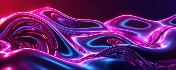 Obraz premium Vibrant abstract waves in pink and blue hues create a mesmerizing liquid effect, ideal for backgrounds, digital art, and creative projects.