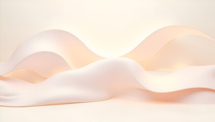 Smooth 3D abstract waves with soft glowing light, creating a flowing, futuristic background in pastel gradients and fluid curves
