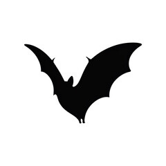 A single bat flying with smooth wing curves vector silhouette png file
