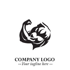 Arm Muscular Logo Symbol Black on White Background in Bold Strong Vector Design for Fitness Branding