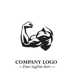 Arm Muscular Logo Symbol Black on White Background in Bold Strong Vector Design for Fitness Branding