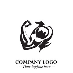 Arm Muscular Logo Symbol Black on White Background in Bold Strong Vector Design for Fitness Branding