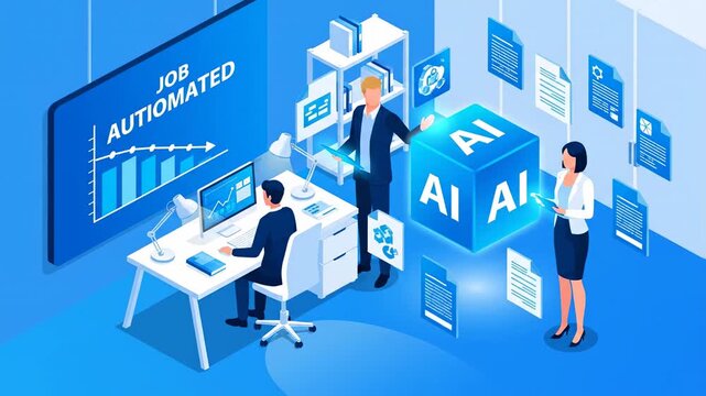 Automated Job Processing in Modern Office AI powered Efficiency Digital Transformation Strategy