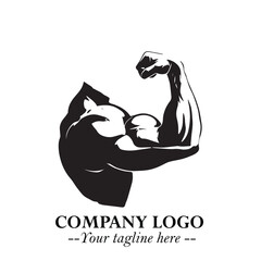 Arm Muscular Logo Symbol Black on White Background in Bold Strong Vector Design for Fitness Branding