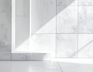 Obraz premium Modern, minimalist concrete interior with dramatic light