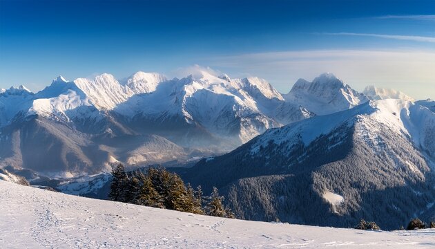 Panoramic Winter Mountain Range