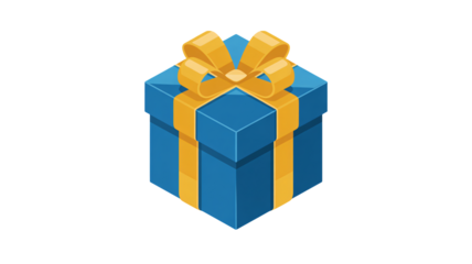 Stunning blue gift box with golden ribbon, perfect for birthdays, holidays, and special occasions, conveying joy, celebration, and heartfelt appreciation