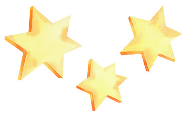 Obraz premium Set of watercolor stars. For fabric, wallpaper, packing paper, greeting cards, design, decoration and illustration.
