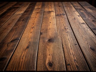 Close-up of aged wood planks, warm tones, textured surface