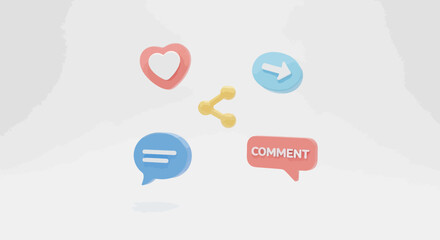 Colorful Social Media Icons Representing Interaction and Engagement Concepts