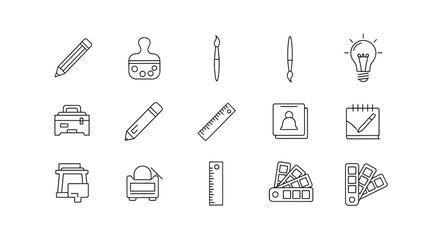 Outlined Design Tools and Creative Elements for Artistic Projects
