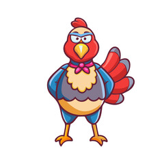 Cartoon Turkey with Bow Tie in Formal Attire