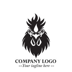 Head of Chicken Logo Symbol Black and White Illustration in Minimalist Modern Vector Design for Branding