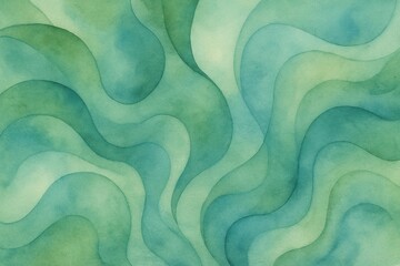 Obraz premium Abstract Watercolor Waves in Shades of Green and Blue