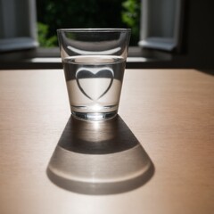 The reflection of light on the surface of the water creates the silhouette of a heart. Forming a heart out of water is an ingenious visual metaphor that shows that water is love or life for our hearts
