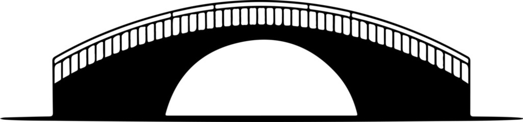 Modern arched bridge silhouette vector illustration