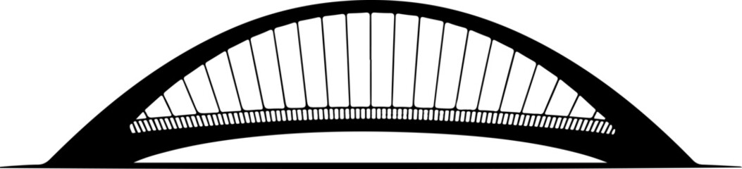 Obraz premium Modern arched bridge silhouette vector illustration