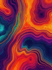 Obraz premium Colorful, layered abstract artwork with vibrant, swirling patterns