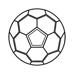 Fototapeta premium Simple outline drawing of a classic soccer ball with pentagon and hexagon panels
