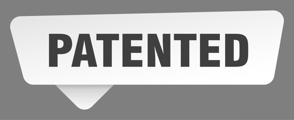 patented sign. patented white sticker isolated on gray background
