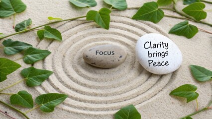 Peaceful Zen Garden with Stones and Green Ivy for Mindfulness