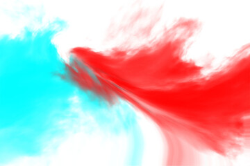 Fototapeta premium Abstract Red and Cyan Swirl with Smoke Effect on White Background blue