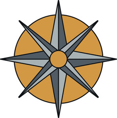 Fototapeta premium Stylized compass rose with warm orange and blue tones vector