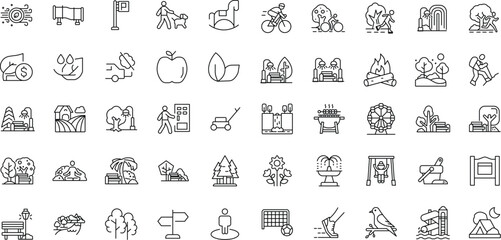 Urban Park Icons Collection. Editable stroke.