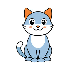 Cute cartoon blue cat sitting playful adorable animal