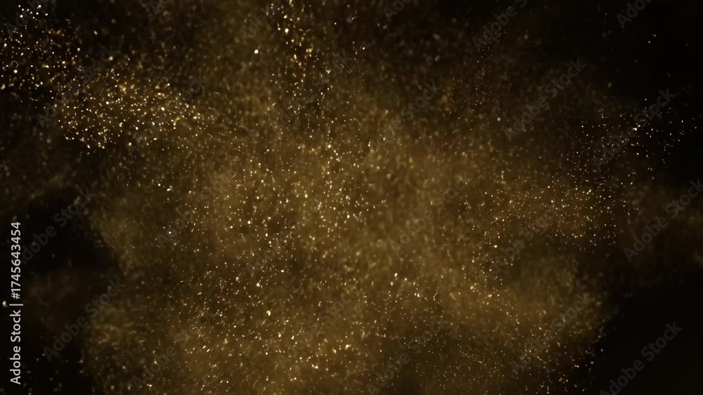 Wall mural fine gold dust particles gracefully swirl and dance in zero gravity, creating a soft, elegant and ca