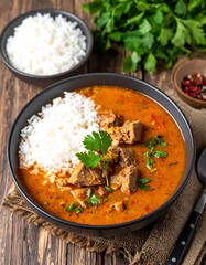 Hearty stew with rice