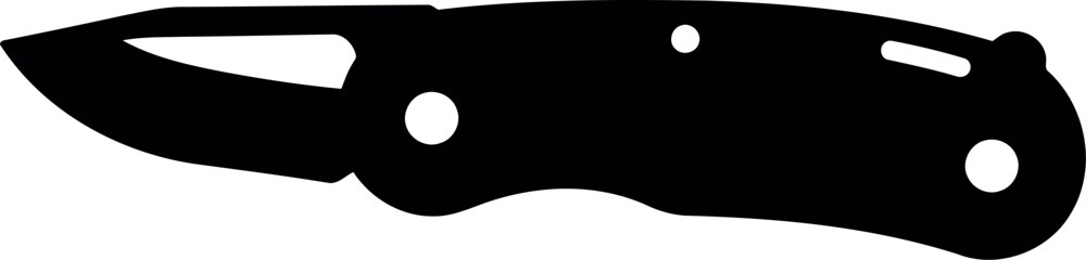 Tactical folding pocket knife silhouette sharp blade outdoor survival tool vector