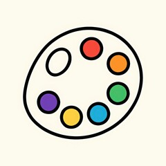 Fototapeta premium Simple hand drawn illustration of an artist s paint palette with colorful dots of paint