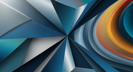 Abstract background design with blue and orange geometric shapes wallpaper