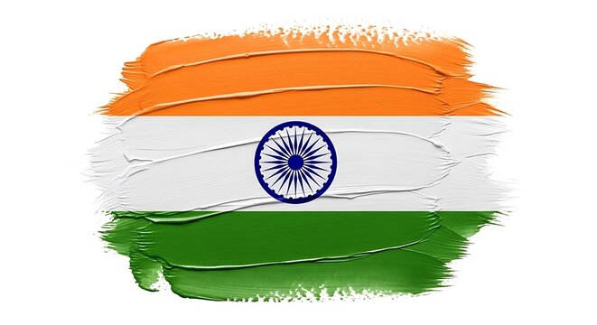 Abstract textured brush stroke of the indian flag isolated on white background