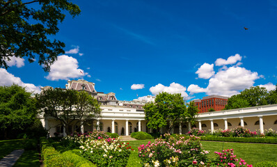 White House in Washington DC. White House during election season. US government. American...