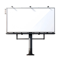 Obraz premium A blank, rectangular outdoor advertising board on a tall pole, isolated on a black background