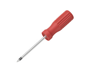 Fototapeta premium A Red Handled Screwdriver Tool Isolated on a Plain Backdrop, Symbolizing Repair and Construction