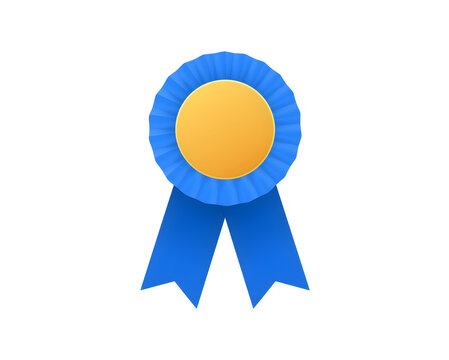 Achievement and recognition concept with a blue rosette badge as symbol of success