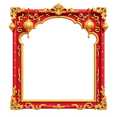 Luxurious red and gold decorative frame with lanterns, perfect for Chinese New Year celebrations