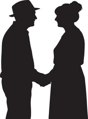 old couple silhouette  on white background