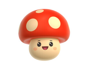 Fototapeta premium Adorable mushroom character with a red cap and cream spots radiating joy and whimsy