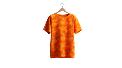 Pumpkin pattern t-shirt mockup isolated on white background