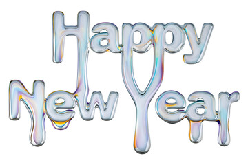 Happy new year text isolated on transparent background