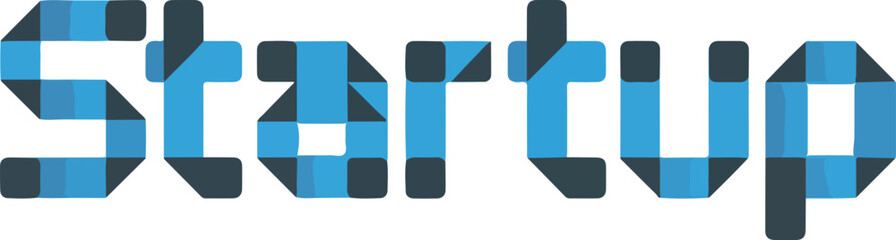 Blue Startup Pixelated Text Design | Modern Technology Business Graphic for Website, Branding, and Marketing Materials