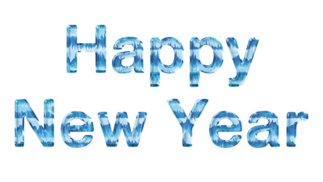 Happy new year ice text isolated on transparent background