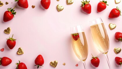 Celebrating love with champagne and strawberries romantic setting food photography festive atmosphere close-up view